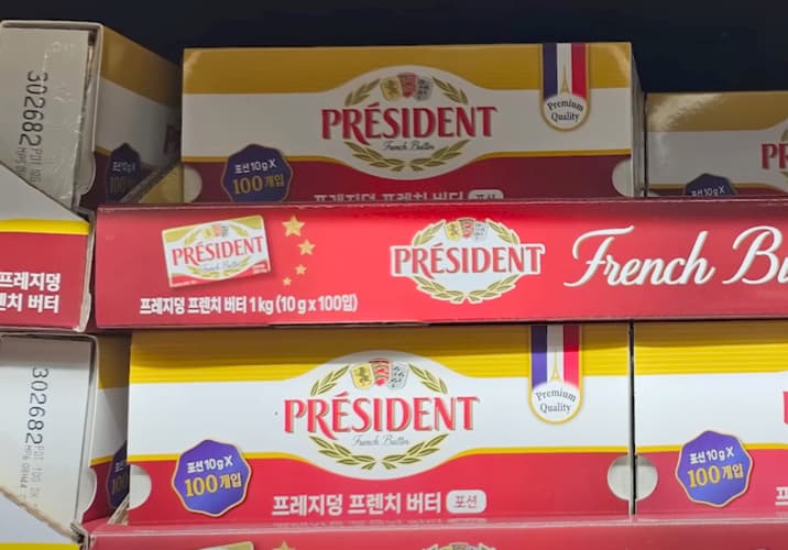 PRESIDENT 무가염포션버터 10G X 100 원산지 프랑스